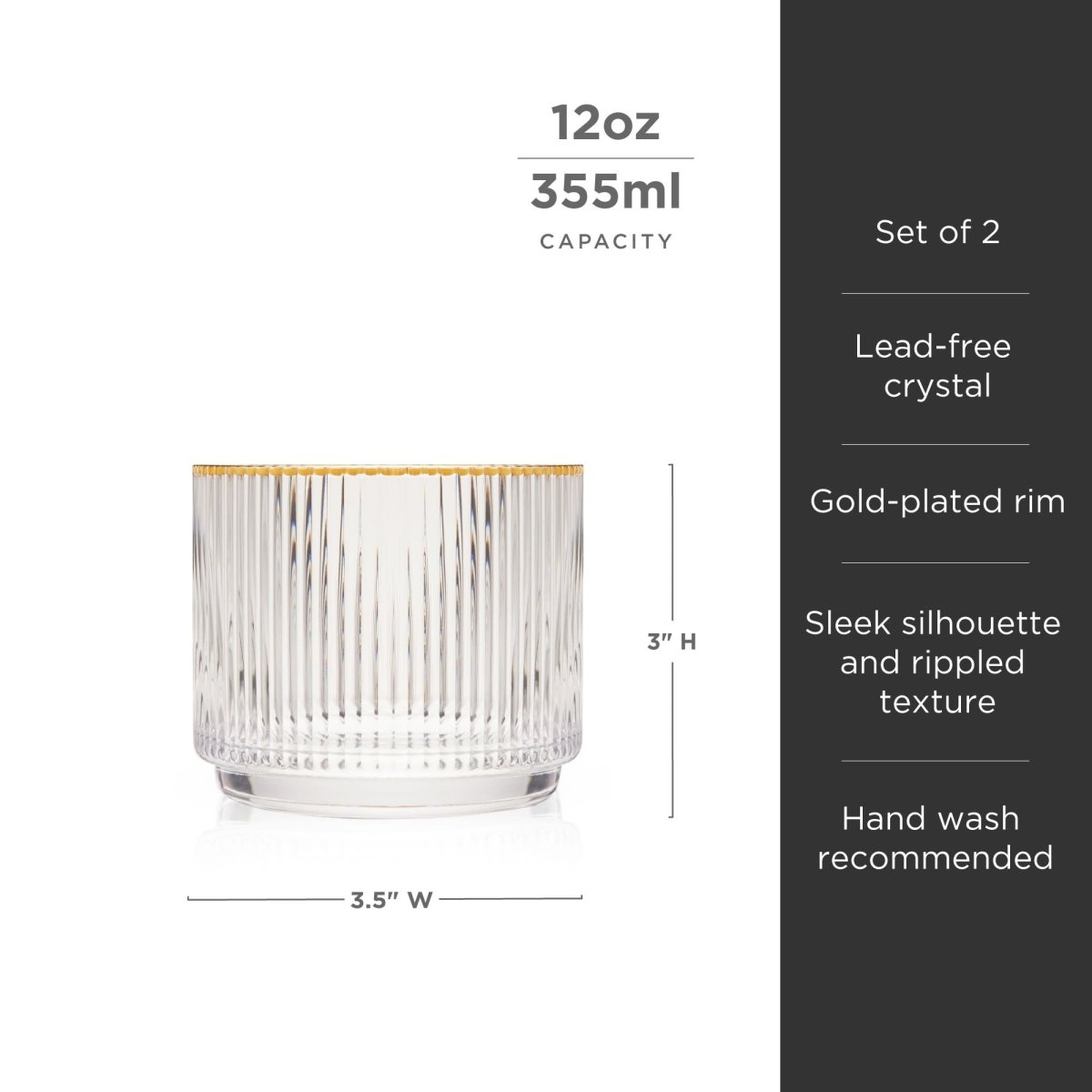 Meridian Crystal Lowball Tumblers Set of 2 - HOUSE OF SHE