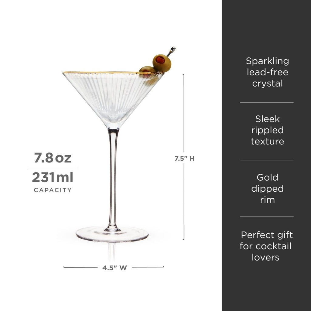 Meridian Crystal Martini Glasses Set of 2 - HOUSE OF SHE