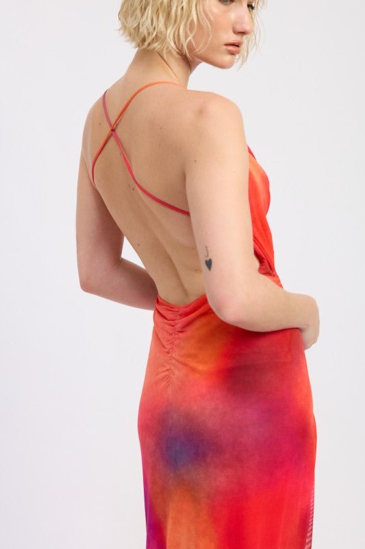 MESH CROSSBACK MAXI DRESS - HOUSE OF SHE