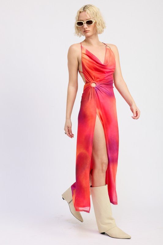 MESH CROSSBACK MAXI DRESS - HOUSE OF SHE