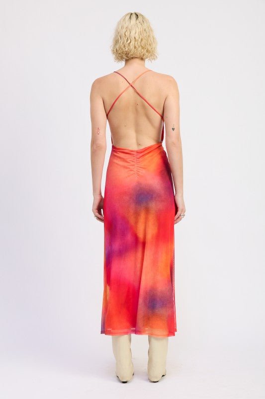 MESH CROSSBACK MAXI DRESS - HOUSE OF SHE