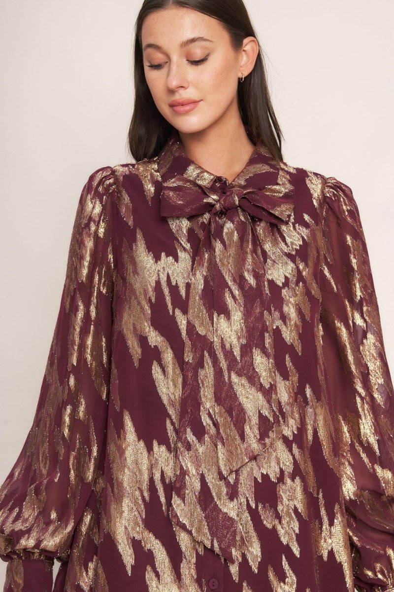 METALLIC MUSE WOVEN MINI DRESS - HOUSE OF SHE