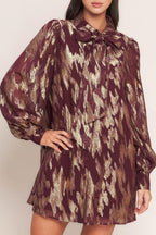 METALLIC MUSE WOVEN MINI DRESS - HOUSE OF SHE