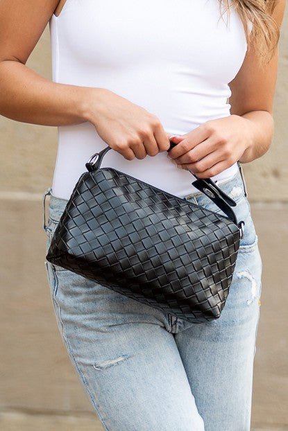 Mia Convertible Vegan Woven Crossbody Handbag - HOUSE OF SHE
