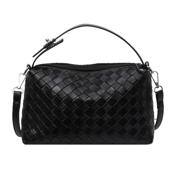 Mia Convertible Vegan Woven Crossbody Handbag - HOUSE OF SHE