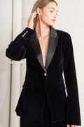 MIDNIGHT TUX WOVEN VELVET BLAZER - HOUSE OF SHE