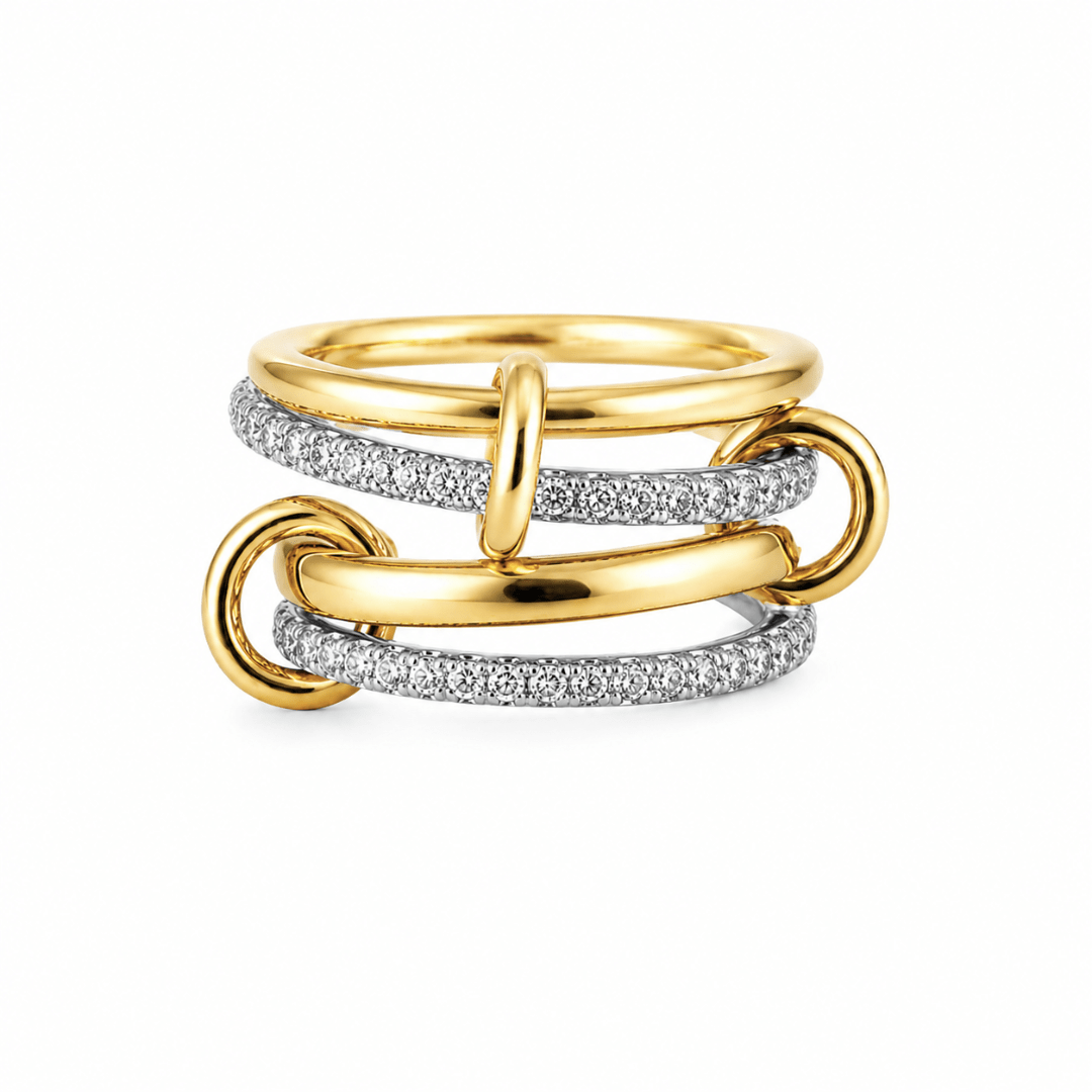 Mina Two Tone Pave Stacked Ring - HOUSE OF SHE