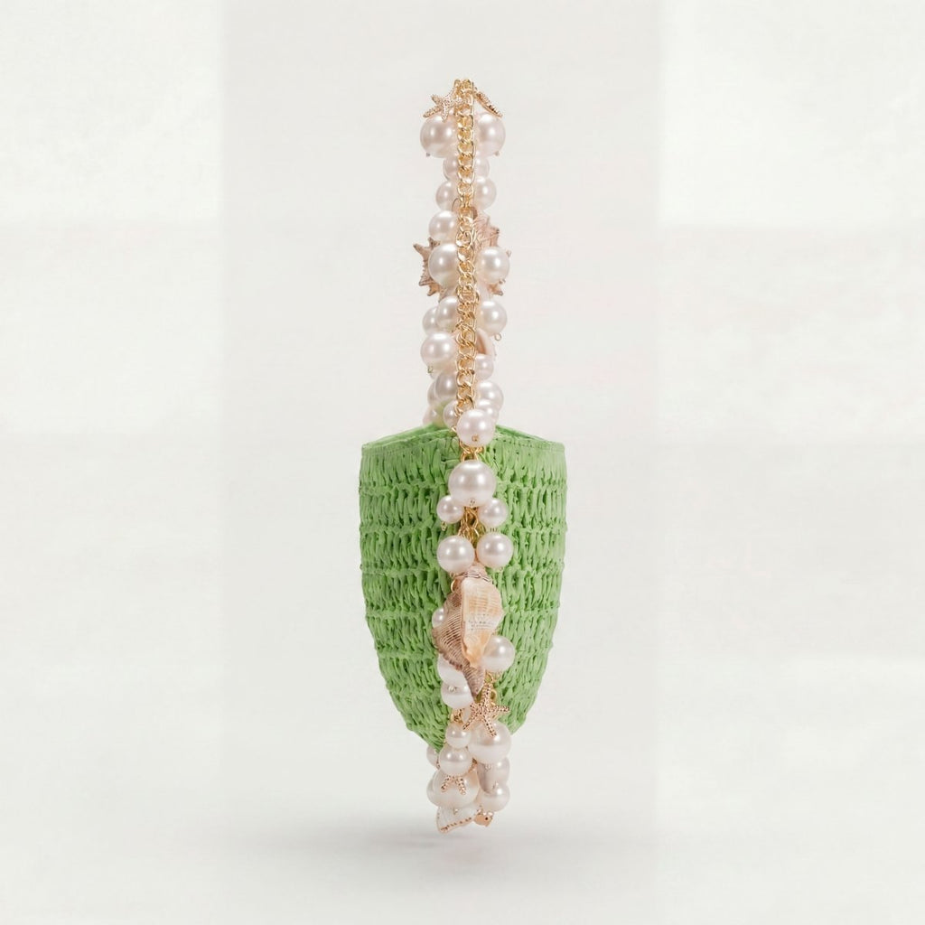 Mini Raffia Shell Bag - Coastal Mint - HOUSE OF SHE