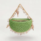 Mini Raffia Shell Bag - Coastal Mint - HOUSE OF SHE