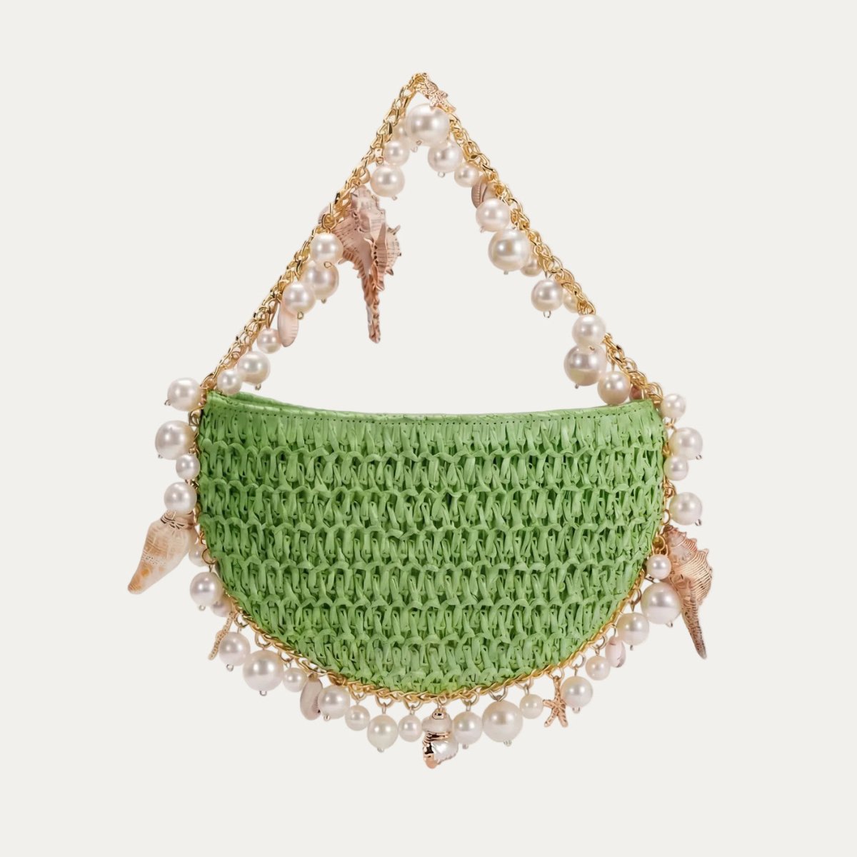 Mini Raffia Shell Bag - Coastal Mint - HOUSE OF SHE
