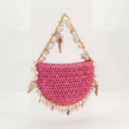 Mini Raffia Shell Bag - Pink Sands - HOUSE OF SHE