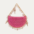Mini Raffia Shell Bag - Pink Sands - HOUSE OF SHE