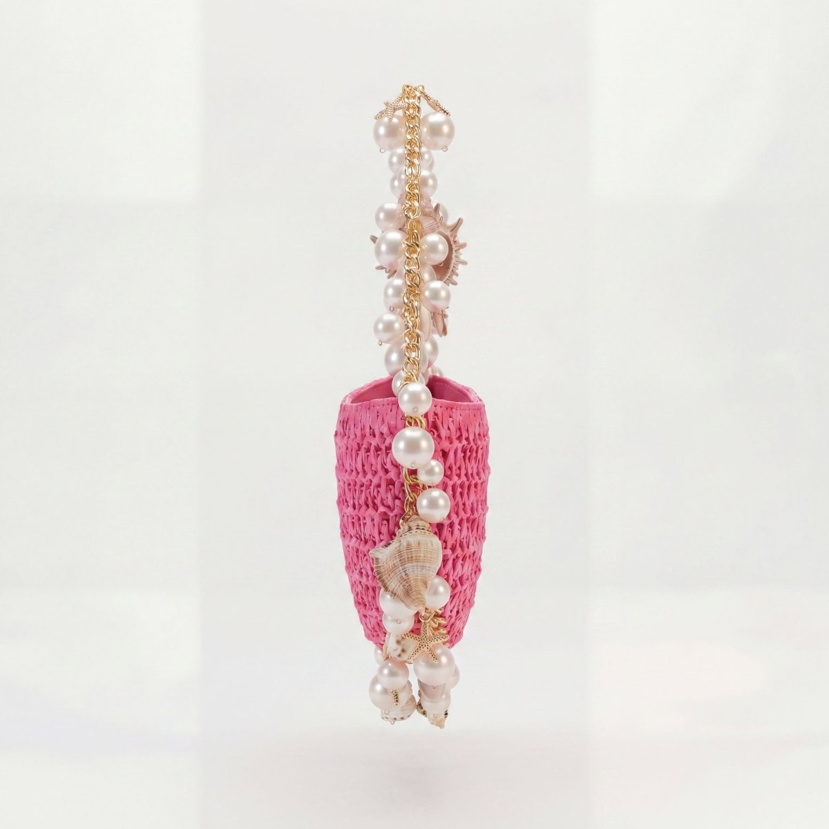 Mini Raffia Shell Bag - Pink Sands - HOUSE OF SHE