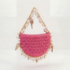 Mini Raffia Shell Bag - Pink Sands - HOUSE OF SHE
