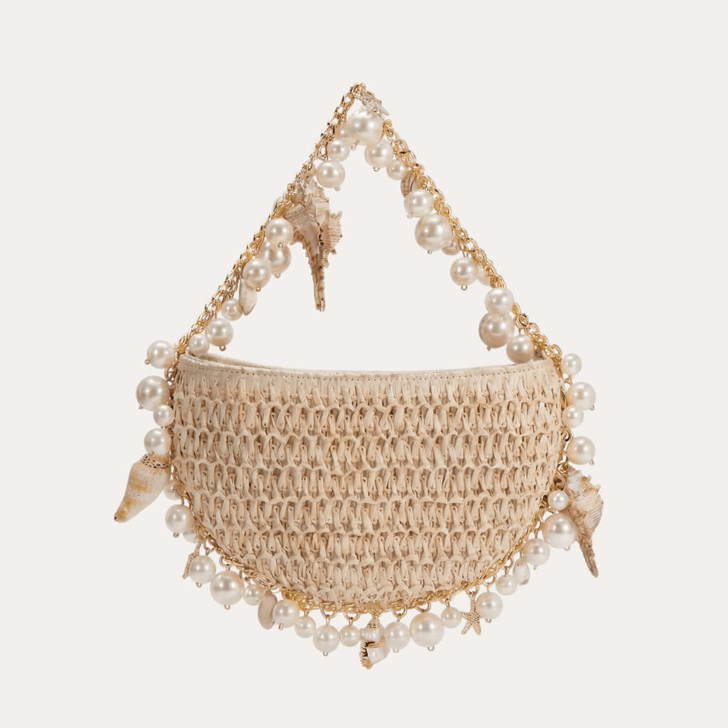 Mini Raffia Shell Bag - Sable Crème - HOUSE OF SHE