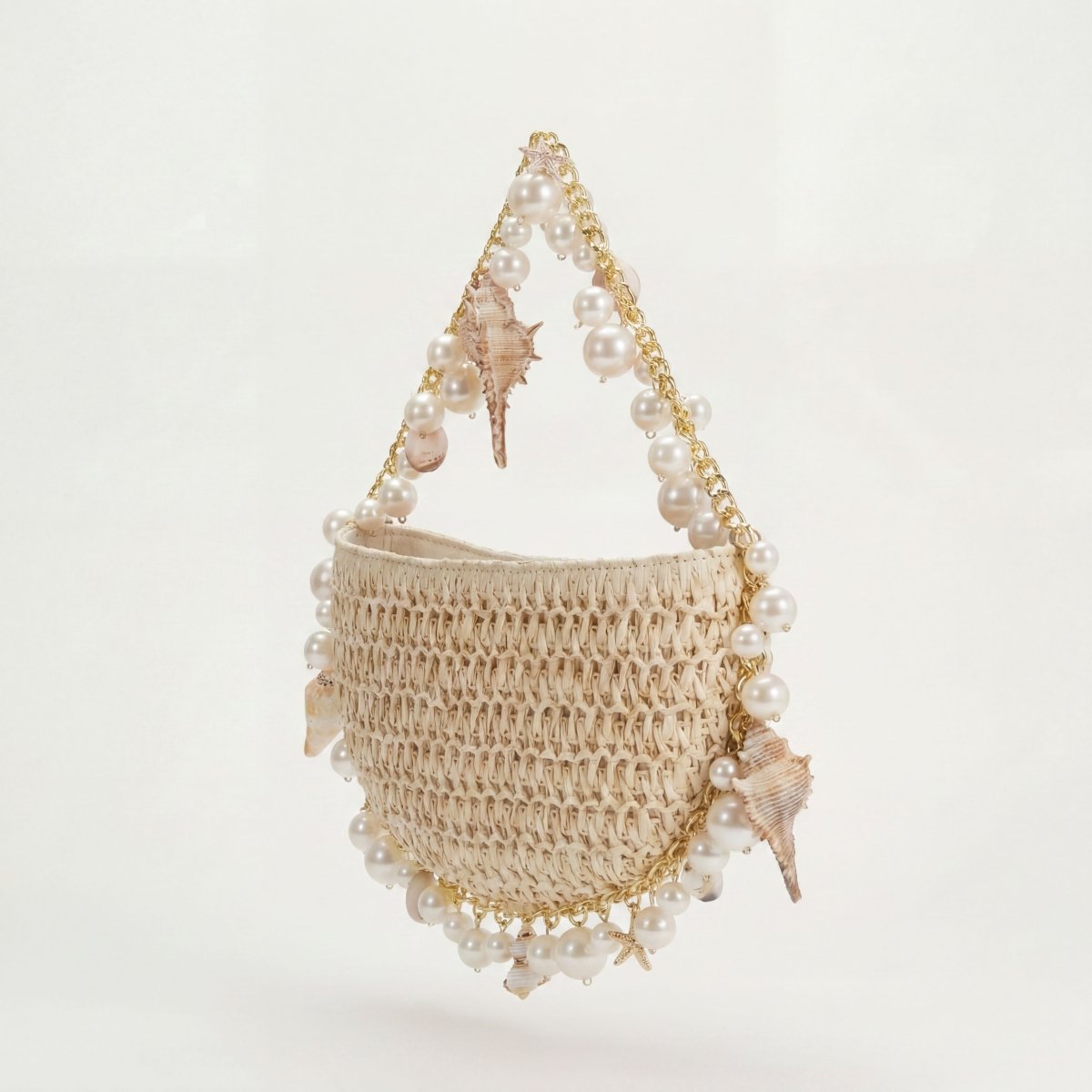 Mini Raffia Shell Bag - Sable Crème - HOUSE OF SHE