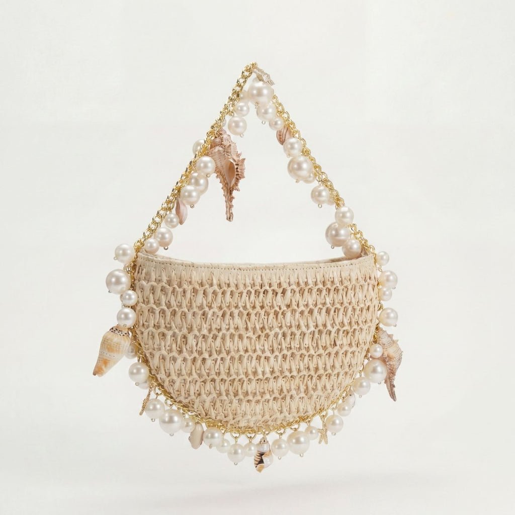 Mini Raffia Shell Bag - Sable Crème - HOUSE OF SHE
