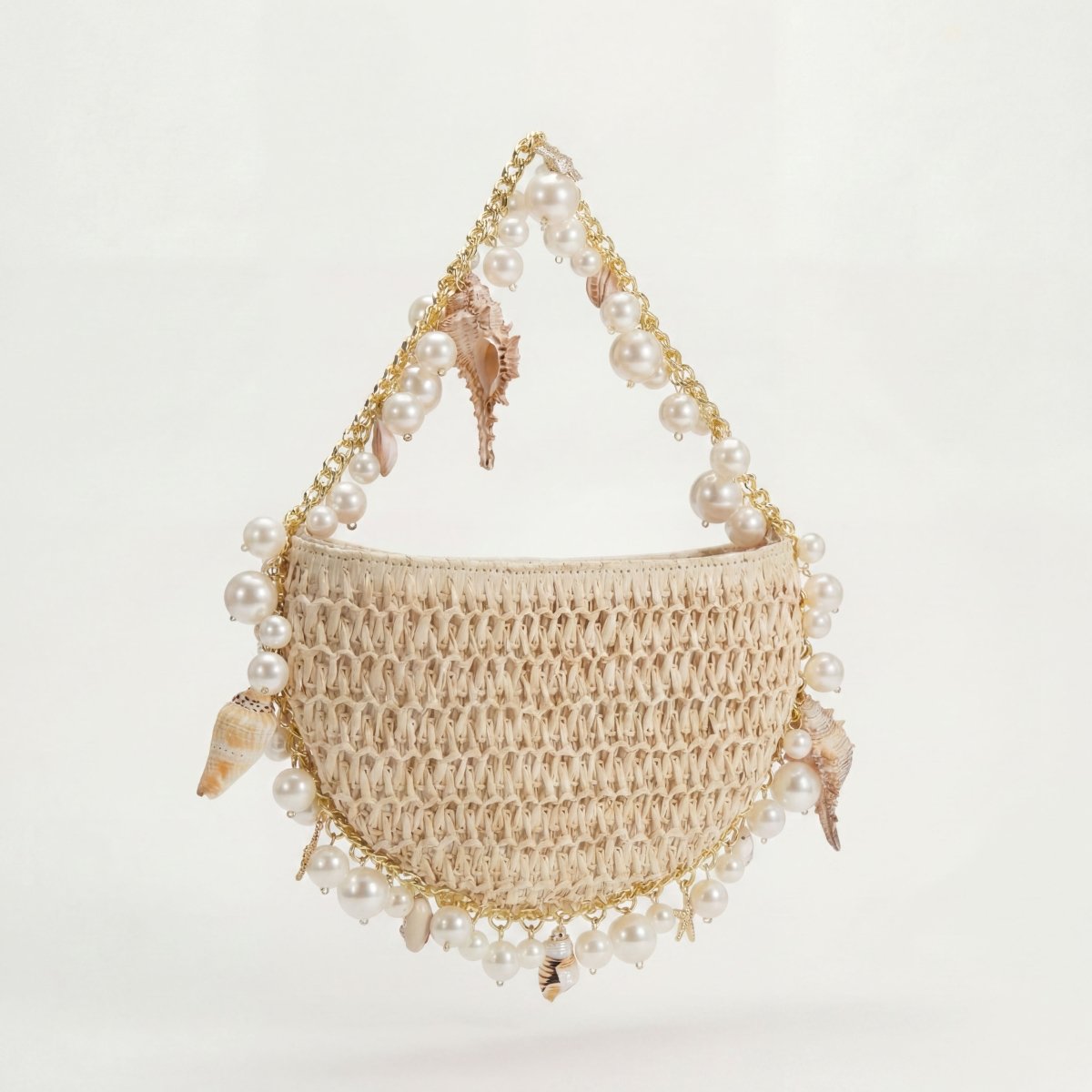 Mini Raffia Shell Bag - Sable Crème - HOUSE OF SHE