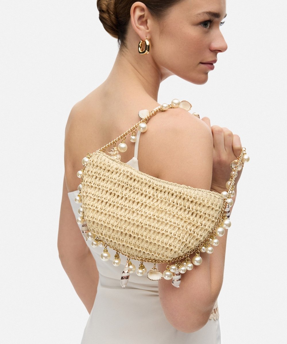 Mini Raffia Shell Bag - Sable Crème - HOUSE OF SHE