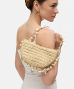 Mini Raffia Shell Bag - Sable Crème - HOUSE OF SHE