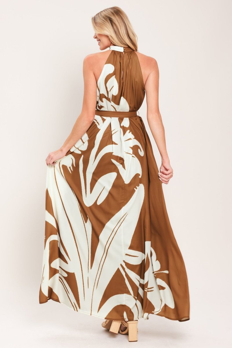 MOCHA SERENITY WOVEN MAXI DRESS - HOUSE OF SHE