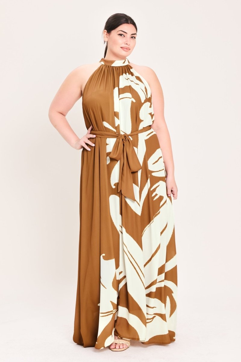 MOCHA SERENITY WOVEN MAXI DRESS - HOUSE OF SHE