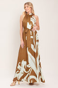 MOCHA SERENITY WOVEN MAXI DRESS - HOUSE OF SHE
