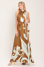 MOCHA SERENITY WOVEN MAXI DRESS - HOUSE OF SHE