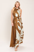 MOCHA SERENITY WOVEN MAXI DRESS - HOUSE OF SHE