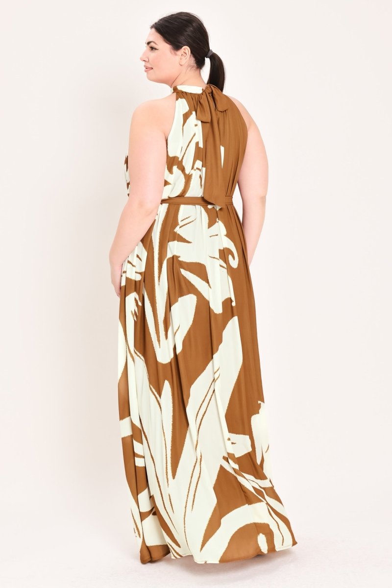 MOCHA SERENITY WOVEN MAXI DRESS - HOUSE OF SHE