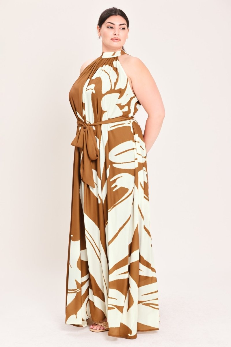 MOCHA SERENITY WOVEN MAXI DRESS - HOUSE OF SHE