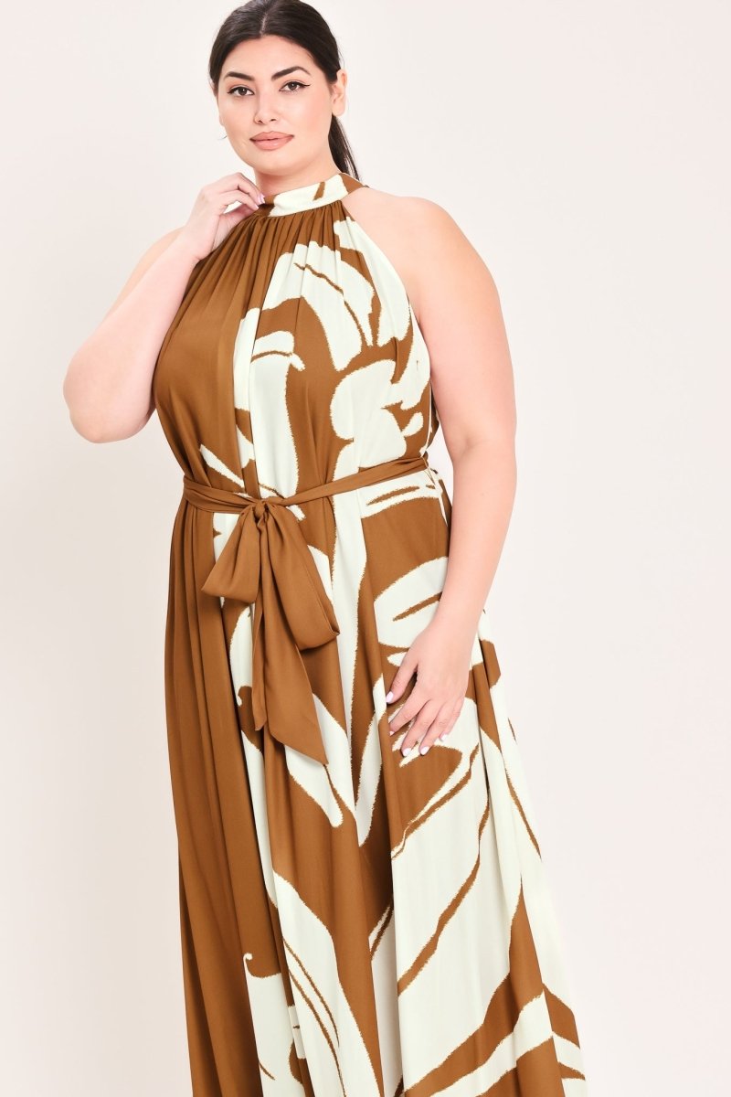 MOCHA SERENITY WOVEN MAXI DRESS - HOUSE OF SHE