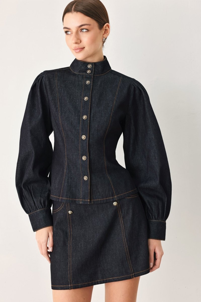 Modern Prep Denim Top - HOUSE OF SHE