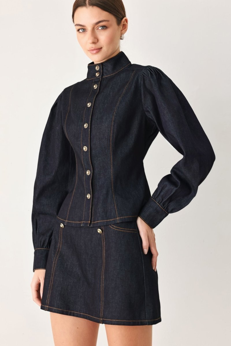 Modern Prep Denim Top - HOUSE OF SHE