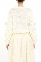 Mona Flower Crochet Detail Sweater Top - HOUSE OF SHE