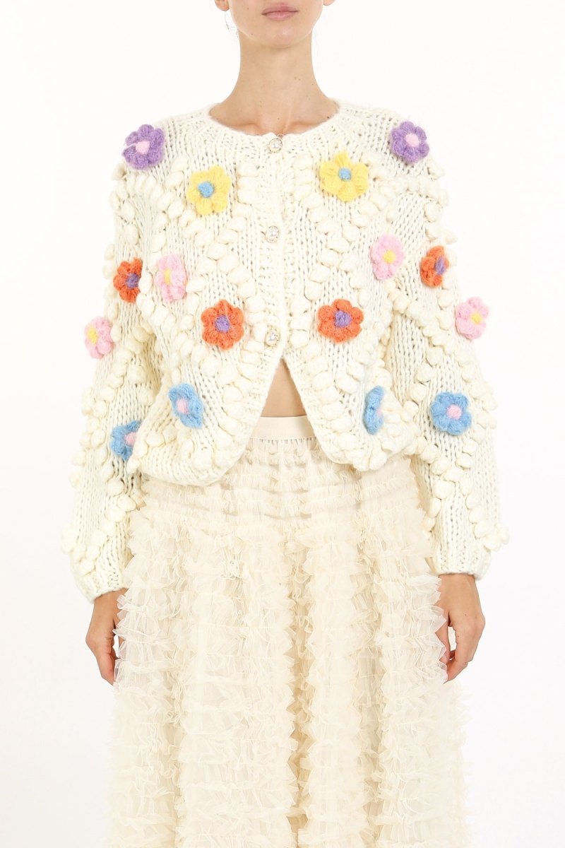 Mona Flower Crochet Detail Sweater Top - HOUSE OF SHE
