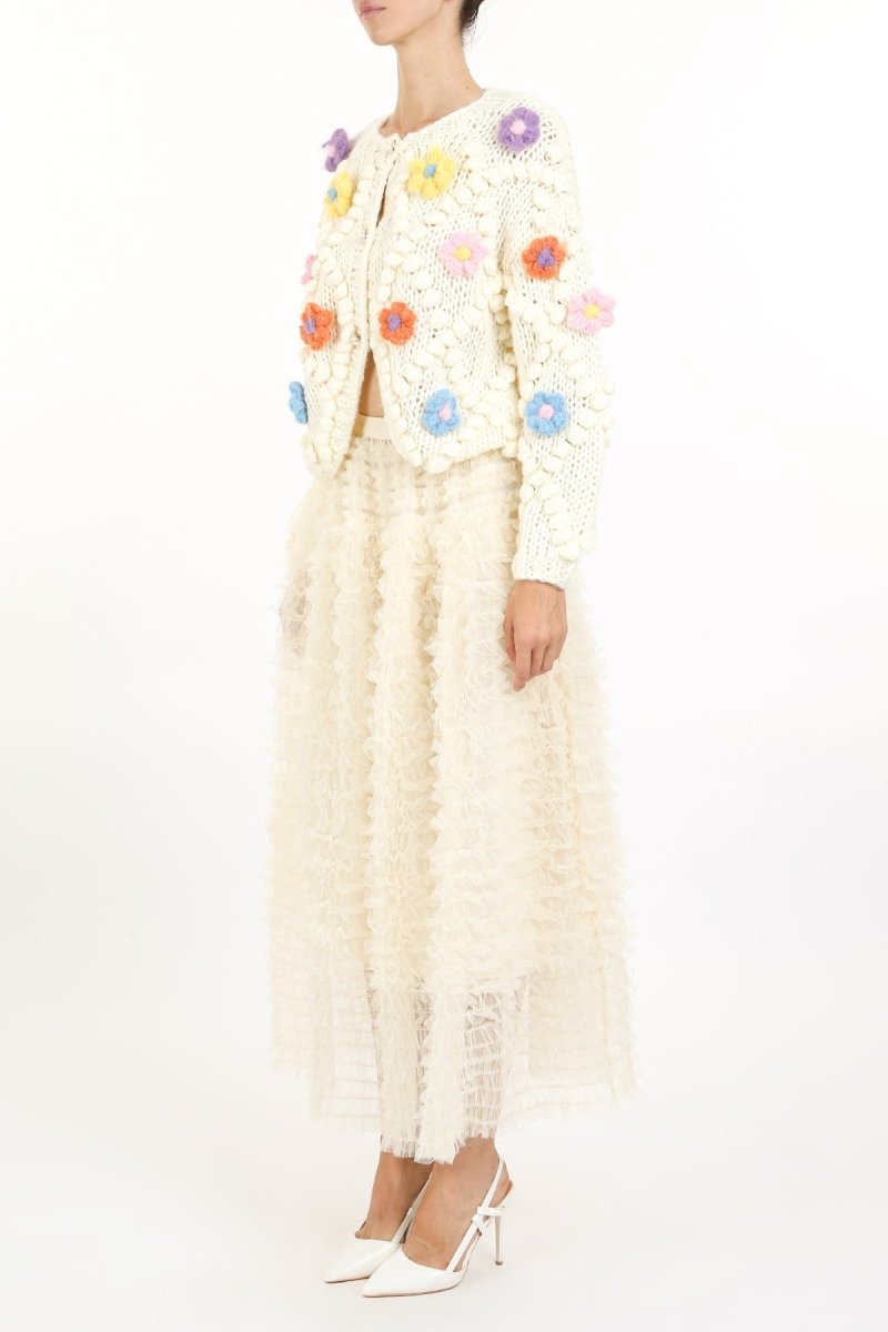 Mona Flower Crochet Detail Sweater Top - HOUSE OF SHE