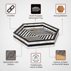 Mother of Pearl Decorative Tray 12" Black White Table Tray - HOUSE OF SHE