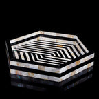 Mother of Pearl Decorative Tray 12" Black White Table Tray - HOUSE OF SHE