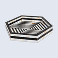 Mother of Pearl Decorative Tray 12" Black White Table Tray - HOUSE OF SHE