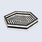 Mother of Pearl Decorative Tray 12" Black White Table Tray - HOUSE OF SHE