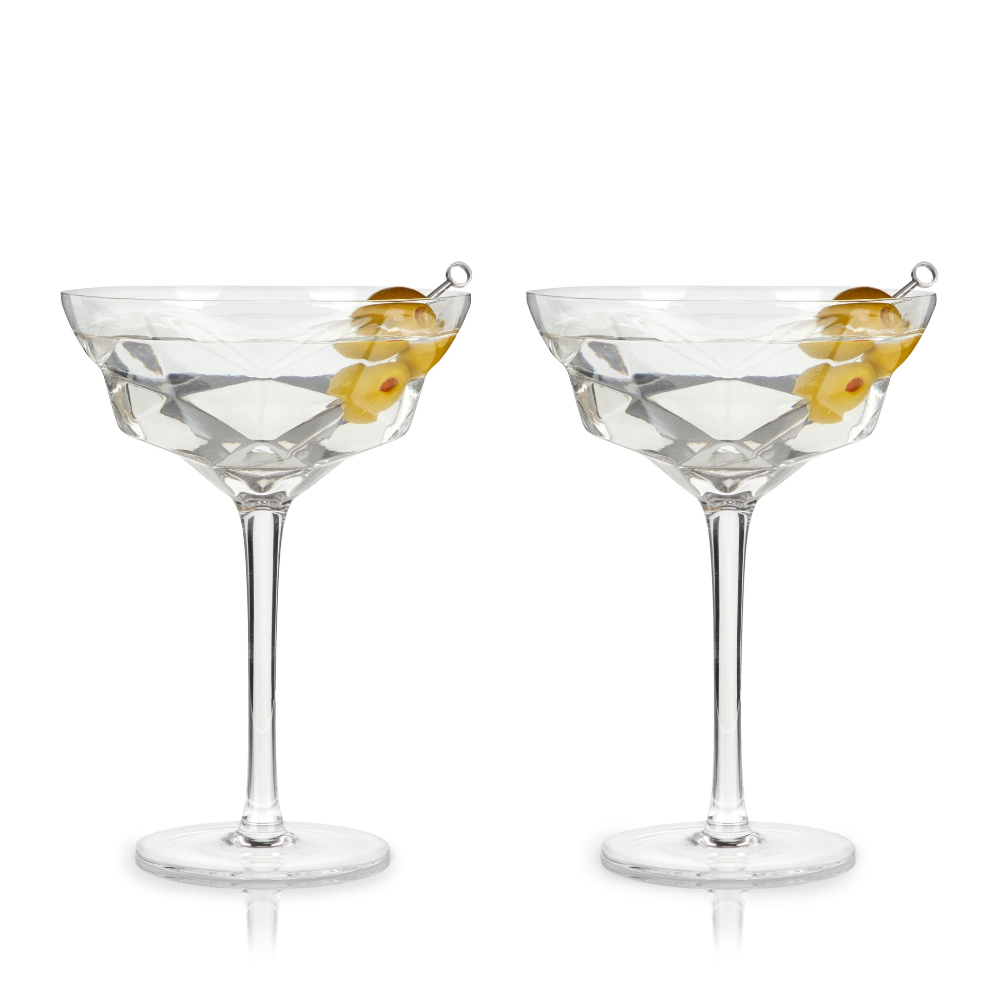 Seneca Faceted Crystal Martini Glasses Set of 2 - HOUSE OF SHE