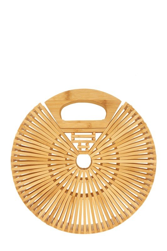 Natural Bamboo Ark Hand Round Clutch - HOUSE OF SHE