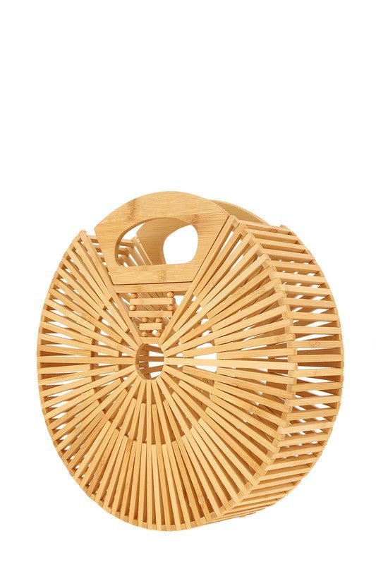Natural Bamboo Ark Hand Round Clutch - HOUSE OF SHE