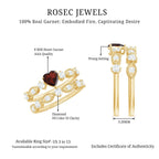Natural Garnet Diamond Heart Engagement Ring with Wedding Band - HOUSE OF SHE