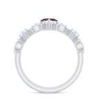 Natural Garnet Diamond Heart Engagement Ring with Wedding Band - HOUSE OF SHE