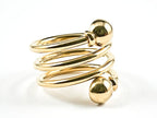 Nice Modern Open Swirl Shape With Round End Caps Shiny Metallic Gold Tone Steel Ring - HOUSE OF SHE