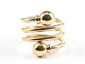 Nice Modern Open Swirl Shape With Round End Caps Shiny Metallic Gold Tone Steel Ring - HOUSE OF SHE