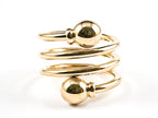 Nice Modern Open Swirl Shape With Round End Caps Shiny Metallic Gold Tone Steel Ring - HOUSE OF SHE
