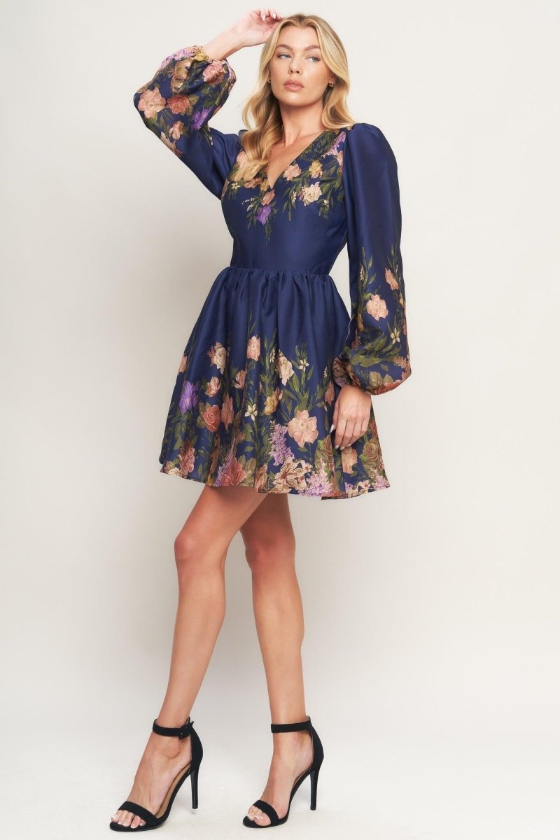 NOCTURNE IN BLOOM WOVEN MINI DRESS - HOUSE OF SHE